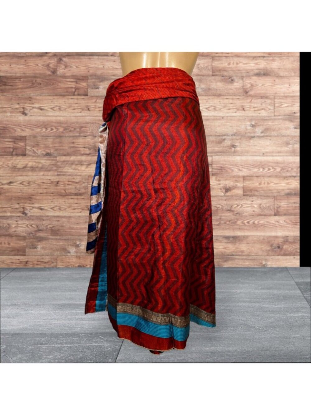 Boho Wrap Skirt Double Layer Sari Multi Wear 36 Travel Resort Festival Hippie - Picture 5 of 6